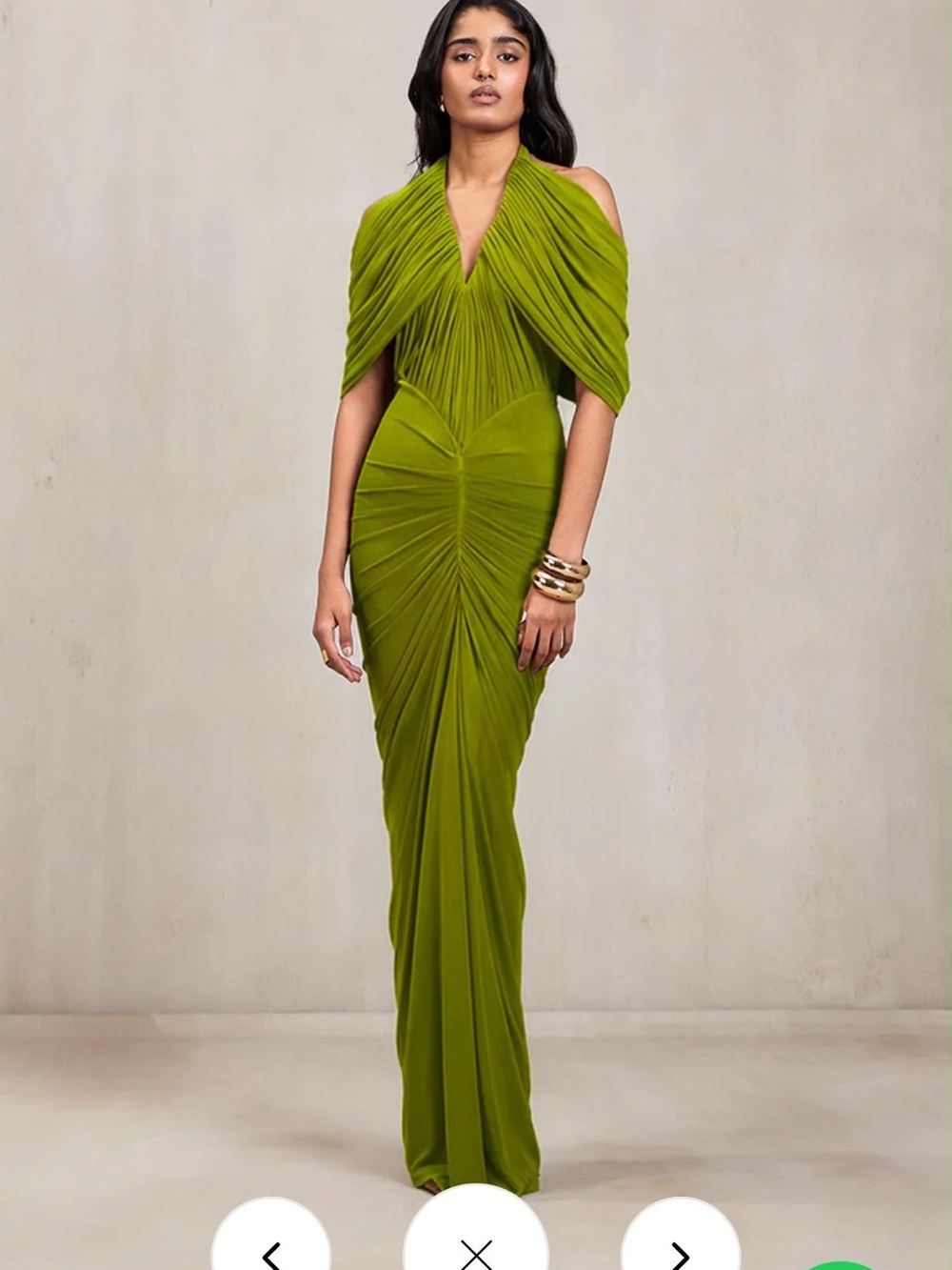 Olive Green Draped Maxi Dress